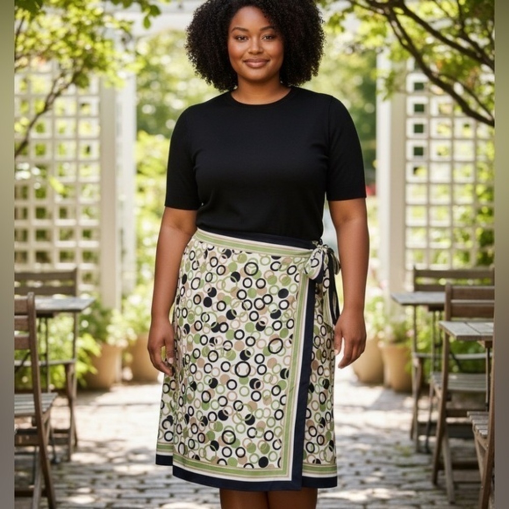 Talbots  silk vintage  petite silk wrap skirt in shades of green size 16  petite